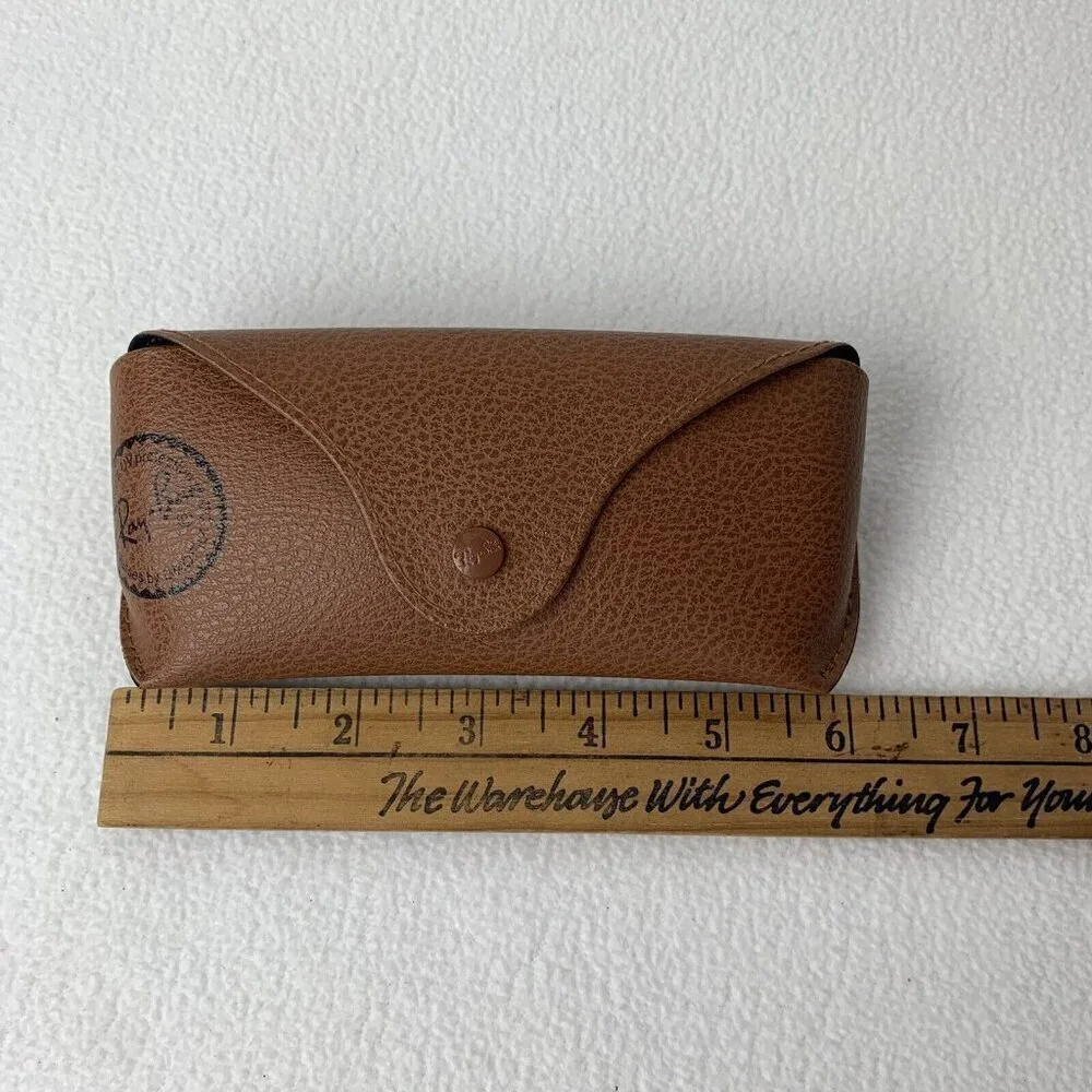 Ray-Ban Brown Semi Hard Sunglass Case Only 6” Faux Leather